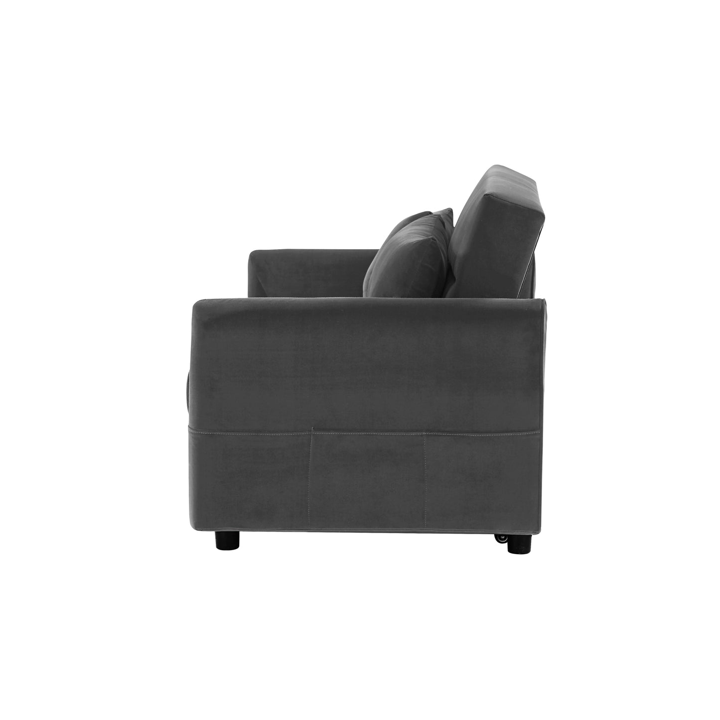 Convertible Dark Gray Sofa Bed with Adjustable Backrest