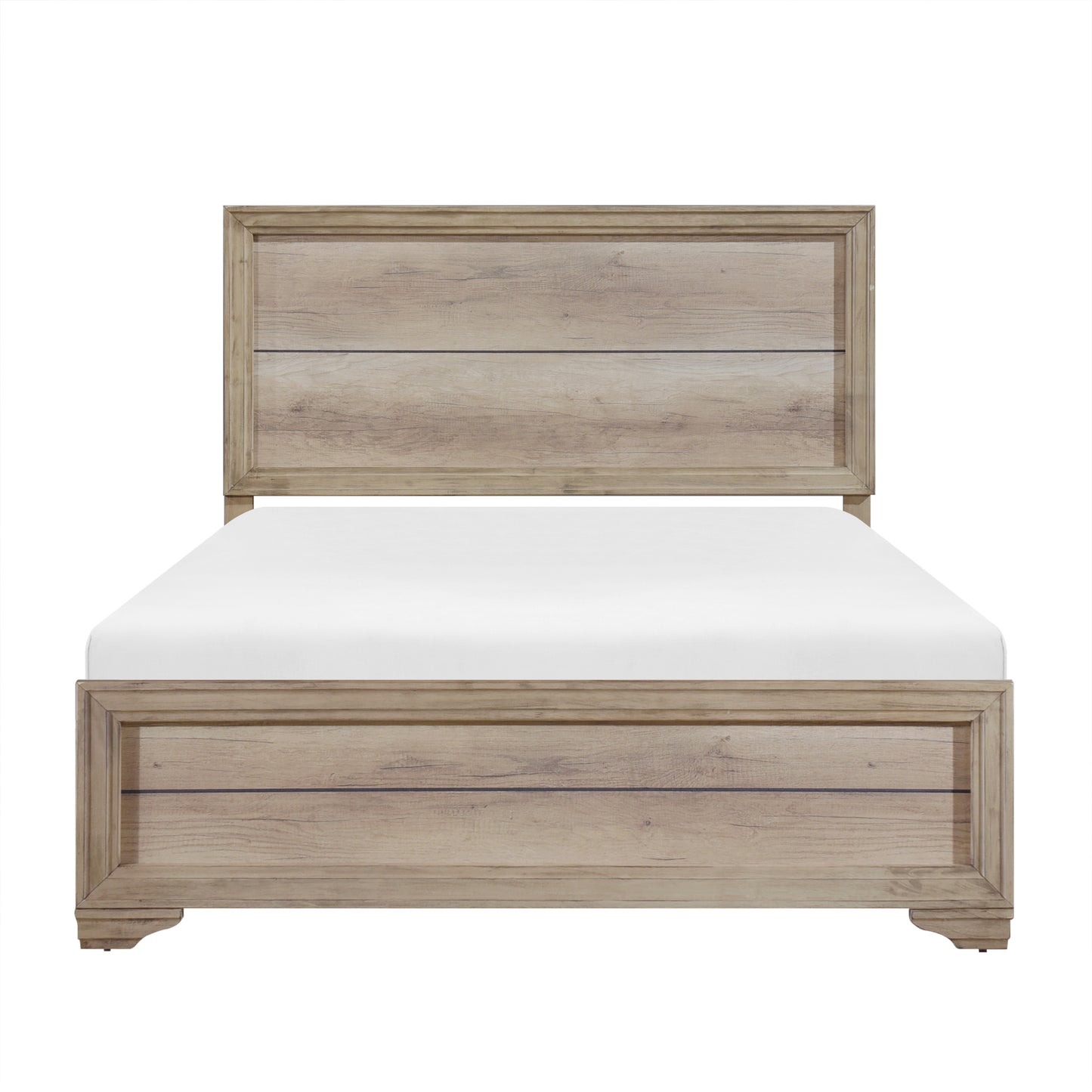 Contemporary Look Natural Finish Queen Bed 1pc Premium Melamine Board Wooden Bedroom Furniture