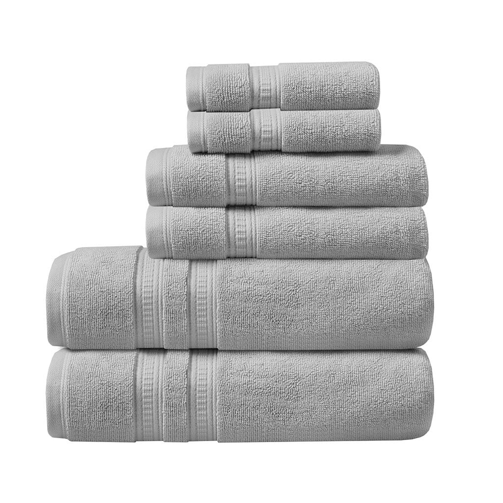 Luxurious 6-Piece Cotton Towel Set with Silvadur Antimicrobial Technology