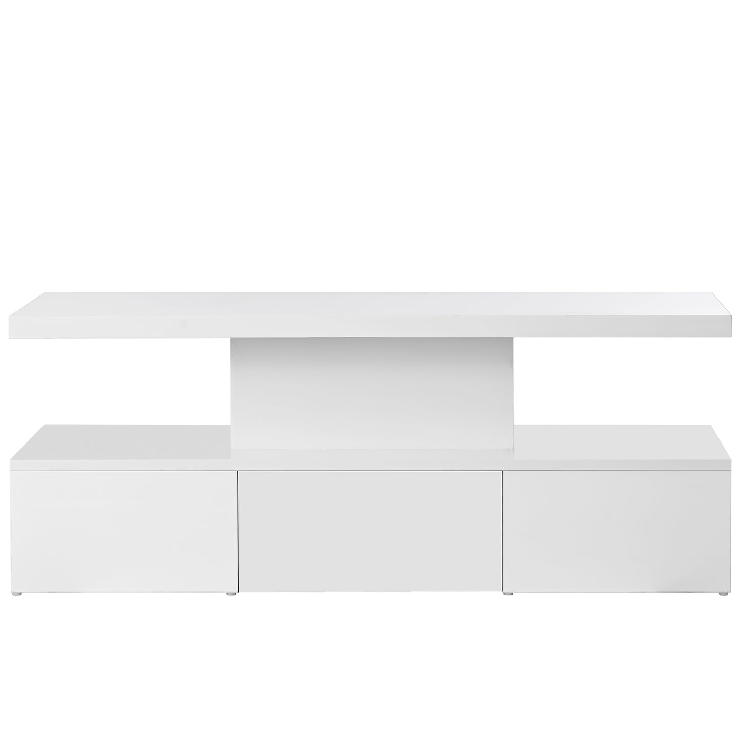 Luxurious White Coffee Table with LED Lighting and Drawer