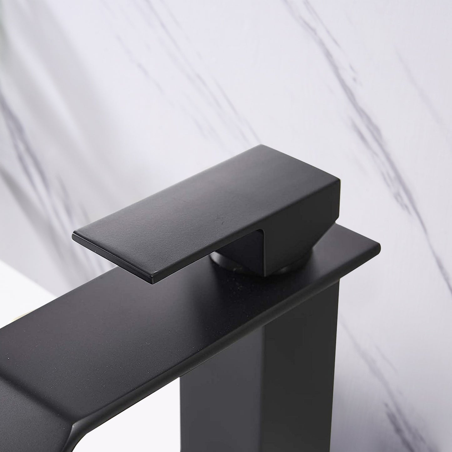 Single Handle Waterfall Spout Matte Black Bathroom Faucet