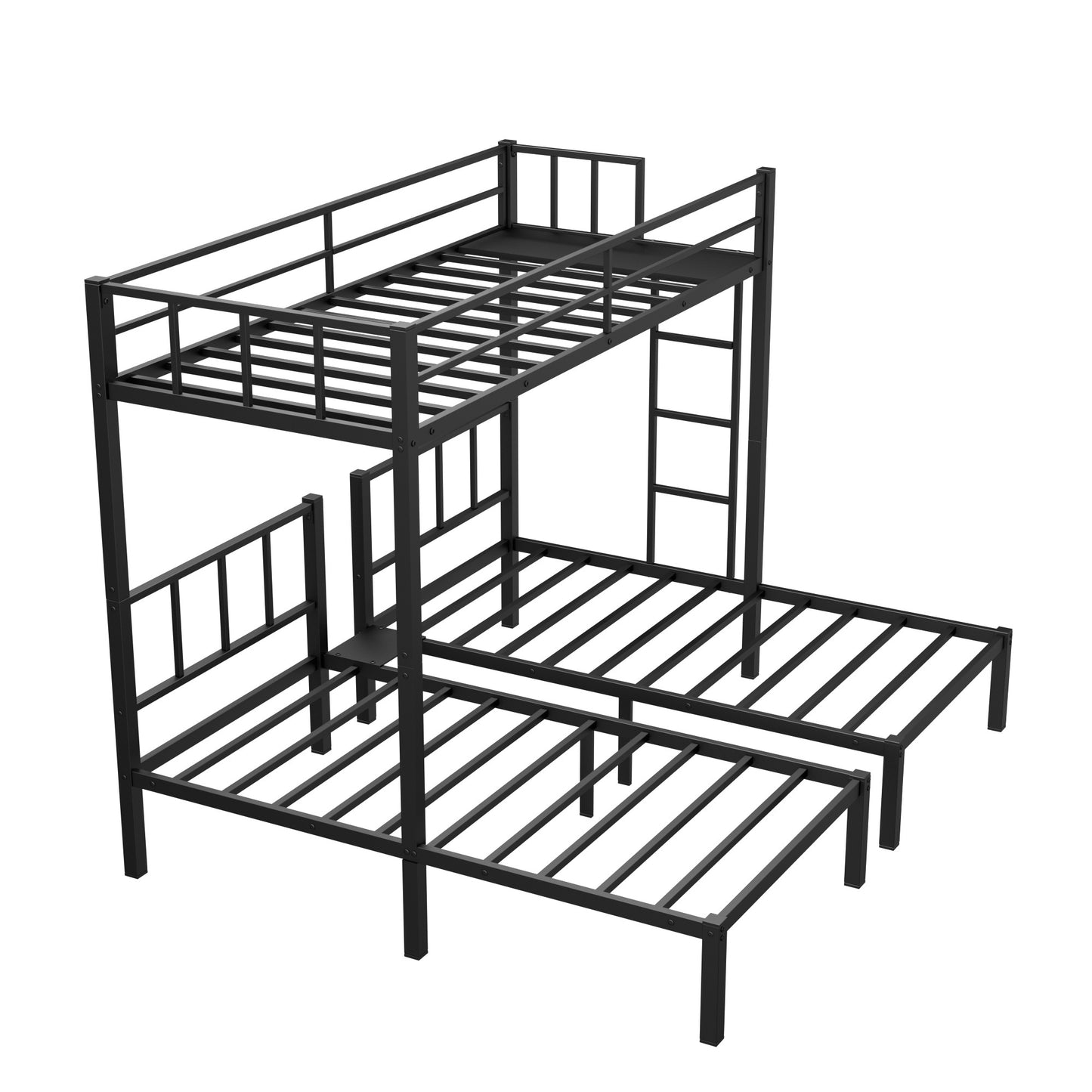 Convertible Metal Triple Bunk Bed with Flexible Sleeping Options