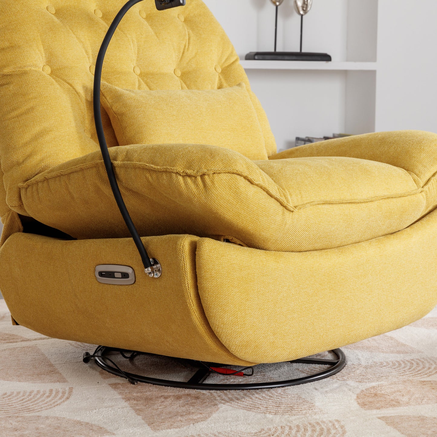 Yellow Power Recliner with Voice Control and Bluetooth Music Player