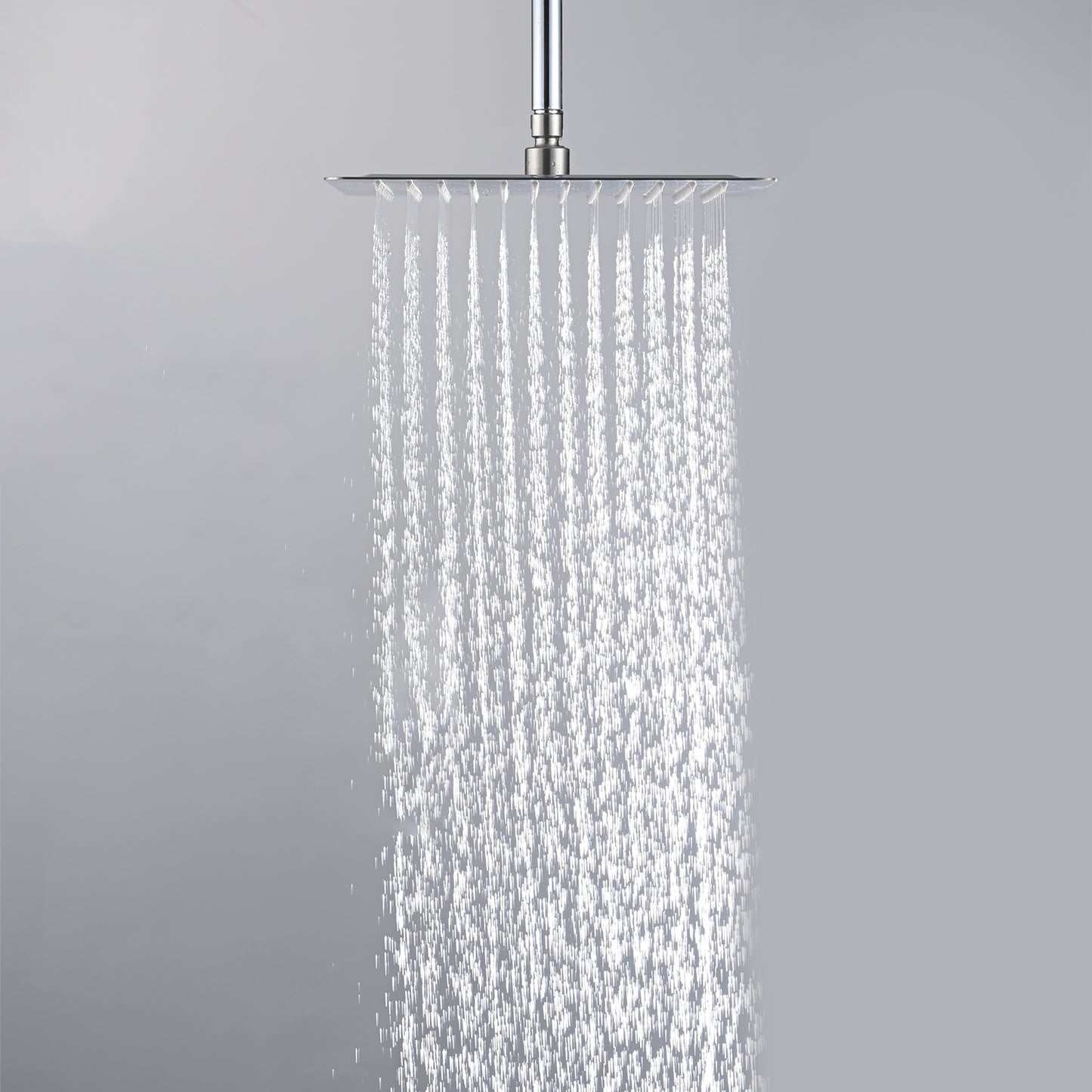 Square Stainless Steel Rainfall Showerhead with Self-Cleaning Nozzle and High Pressure Waterfall Effect