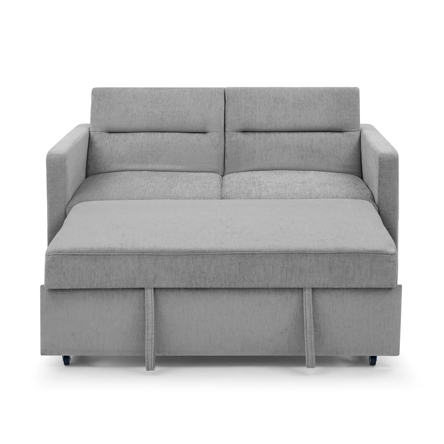 Loveseats Sofa Bed with Pull-out Bed, Adjsutable Back and Two Arm Pocket,Grey