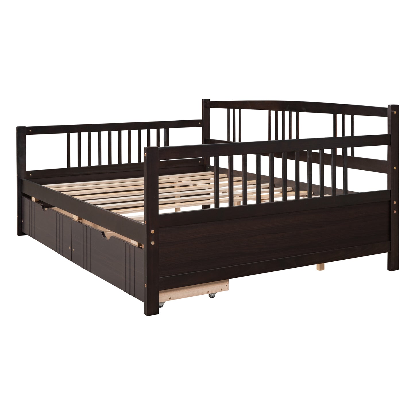 Full Size Daybed Wood Bed with Two Drawers,Espresso