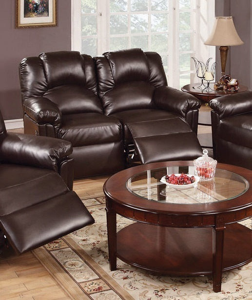 Brown Bonded Leather Recliner Chair with Metal Reclining Mechanism