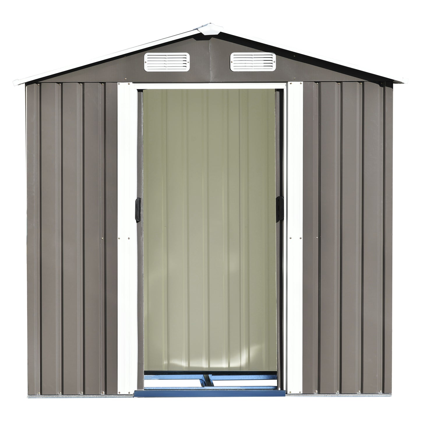 Patio 6ft x4ft Bike Shed Garden Shed, Metal Storage Shed with Lockable Door, Tool Cabinet with Vents and Foundation for Backyard, Lawn, Garden, Gray