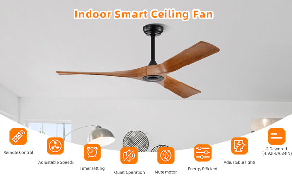 52 Modern Reversible DC Motor Indoor Ceiling Fan with Remote Control - Matte Black