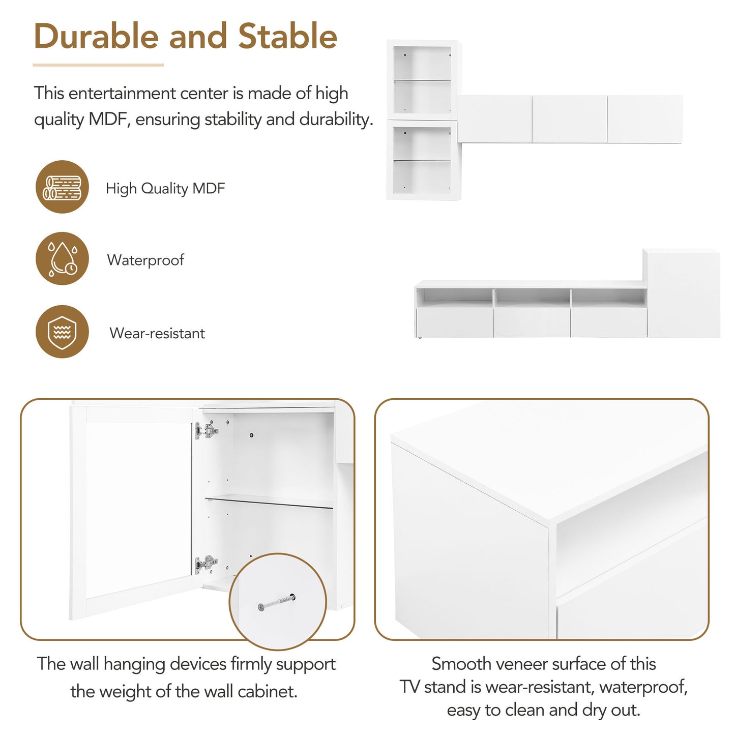 Elegant High Gloss TV Stand with Versatile Storage Cabinets, Media Console for TVs Up To 75, White