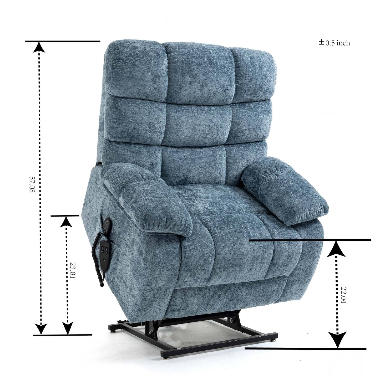 Large Blue Power Lift Recliner Chair with Massage and Heat