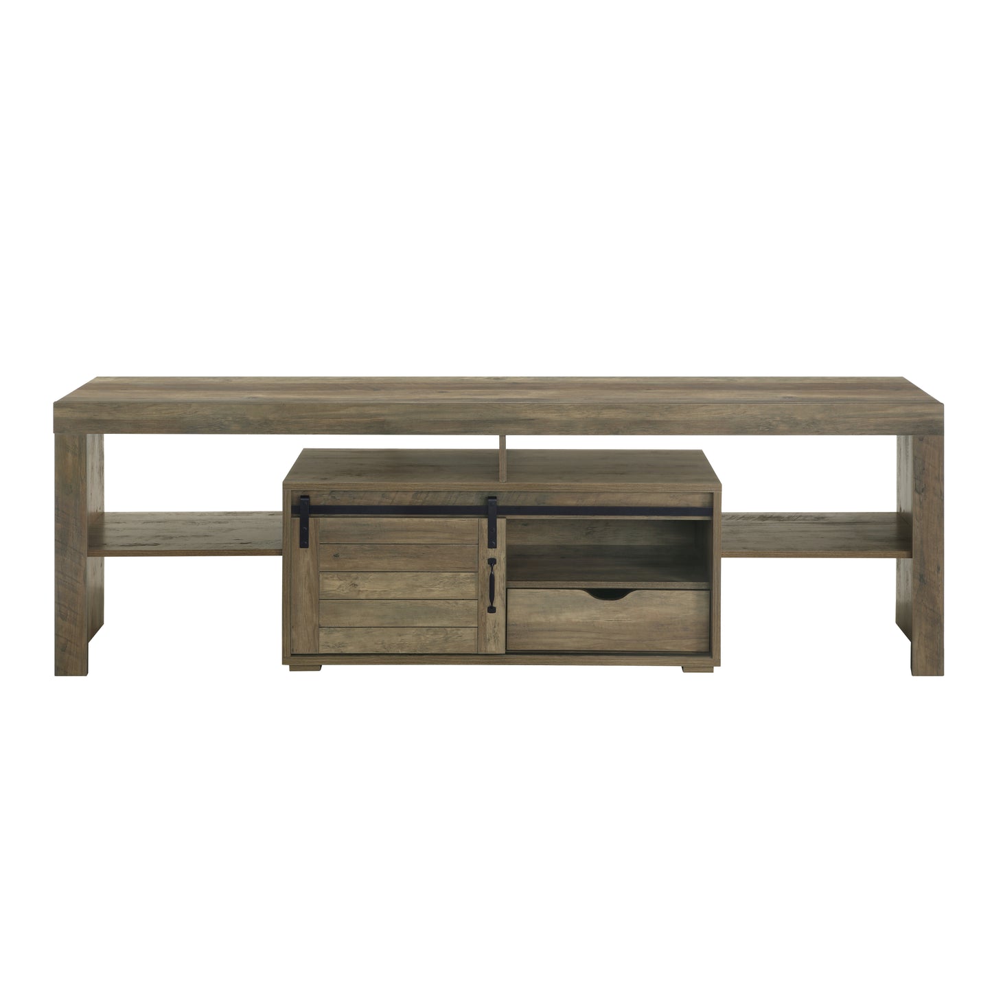 Wasim Rustic Oak TV Stand with Sliding Barn Doors