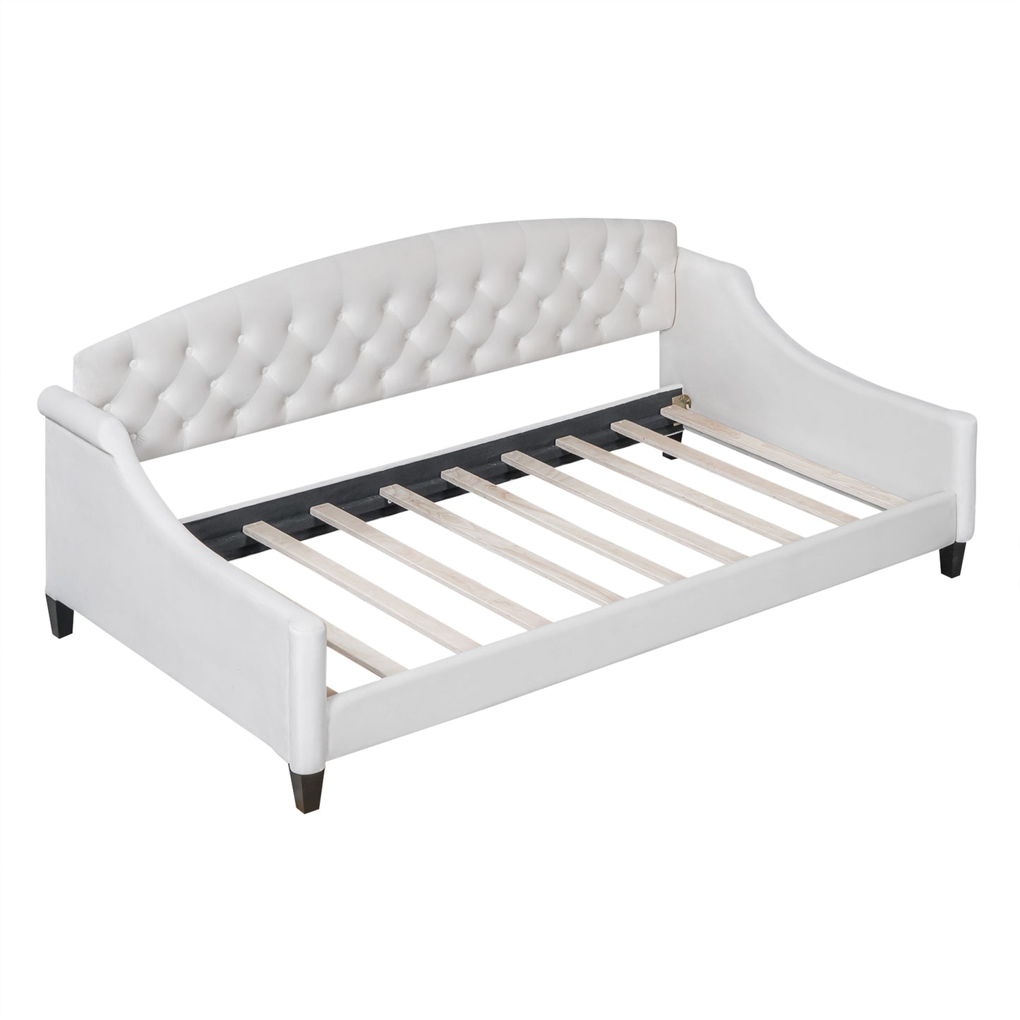 Modern Luxury Tufted Button Daybed,Twin,Beige(Expected Arrival Time:12.28)