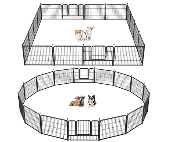 Dog Pen Indoor, 16 Panels 24-inch-high Dog Playpen for Small/Medium/Puppy Dogs, Rabbits Ducks, Heavy Duty Metal Pet Fence Outdoor Enclosure Kennel for RV Camping Play Yard