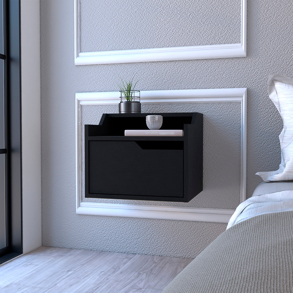 Floating Nightstand Chester, Bedroom, Black