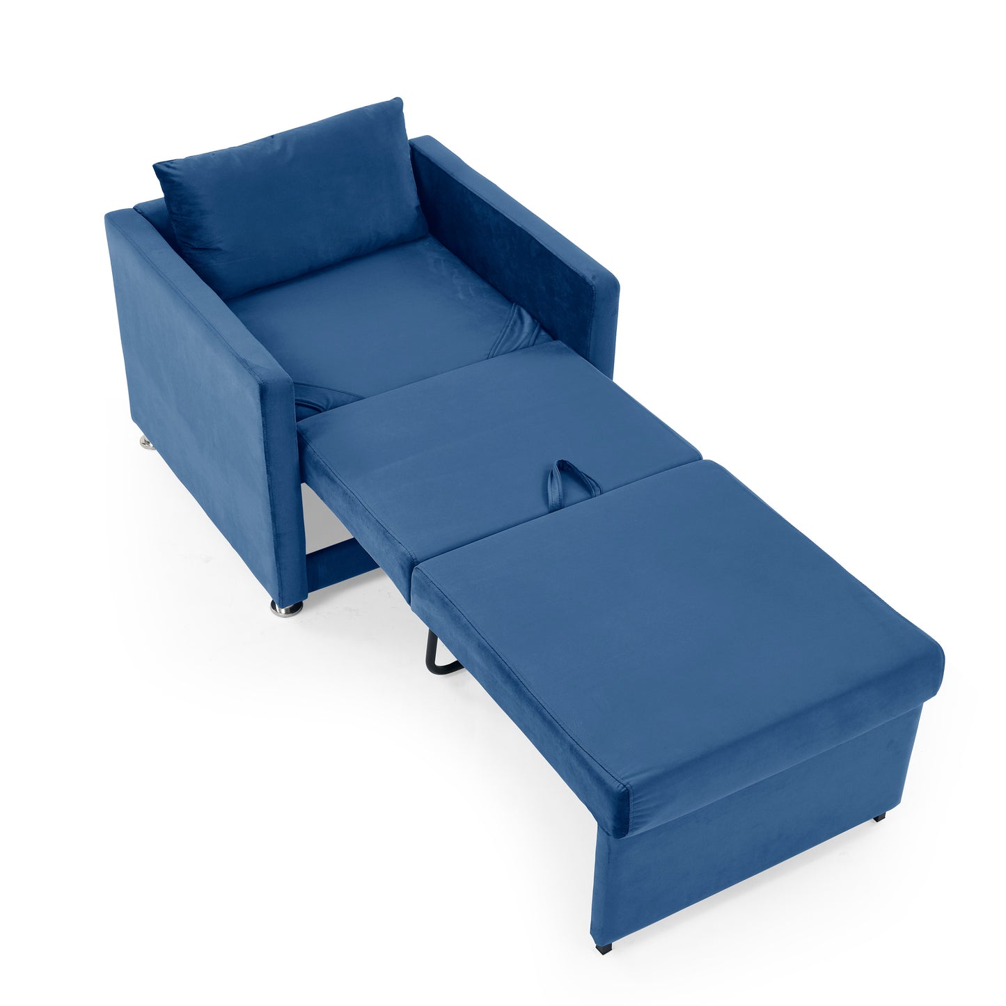 Sofa Bed Chair 2-in-1 Convertible Chair Bed, Lounger Sleeper Chair for Small Space with One Pillow, Blue Velvet