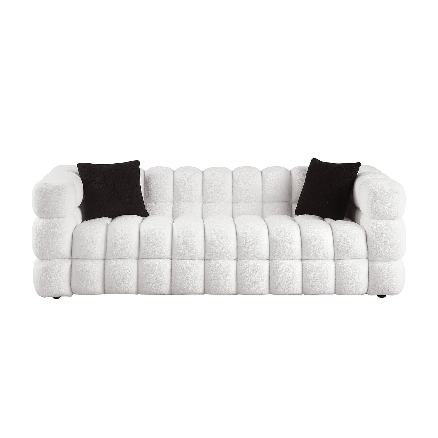 84.3 3-Seater White Boucle Marshmallow Sofa for Ultimate Comfort