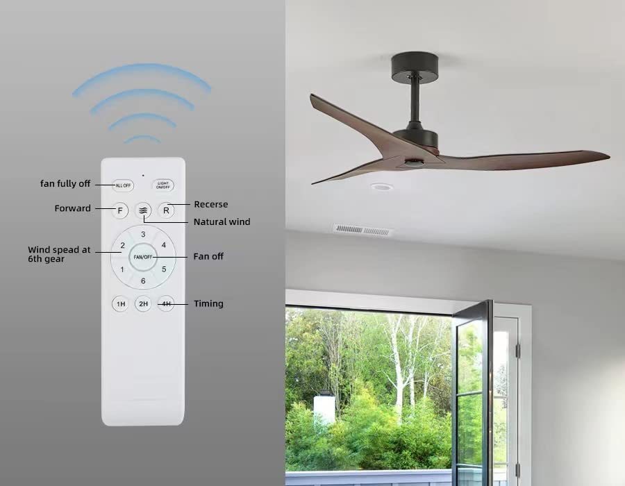 52 Energy-Efficient Farmhouse Ceiling Fan with Remote Control for Indoor and Outdoor Spaces