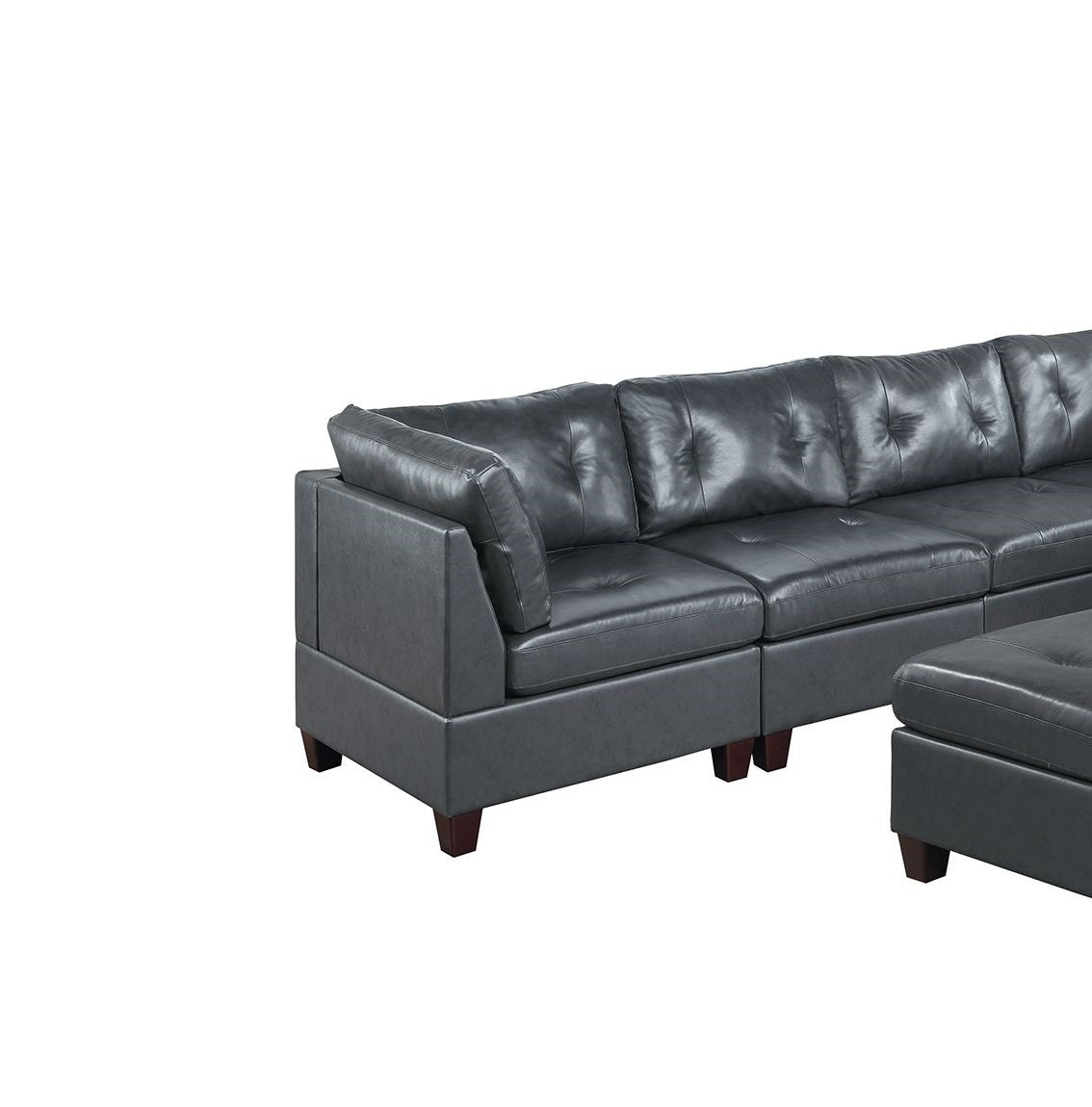 Luxurious Black Leather Modular Sectional Sofa Set