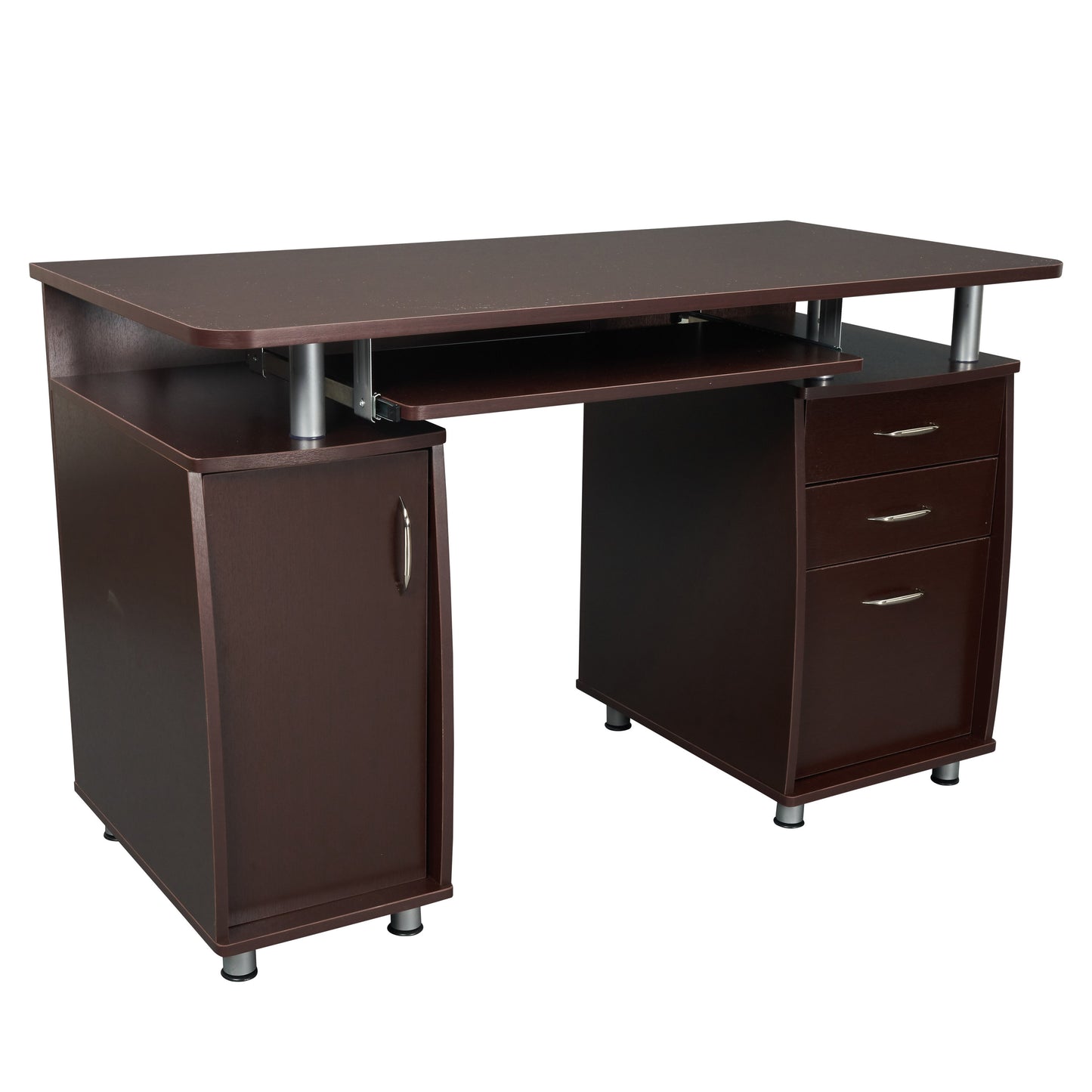 Chocolate Computer Desk with Efficient Storage and Enhanced Functionality