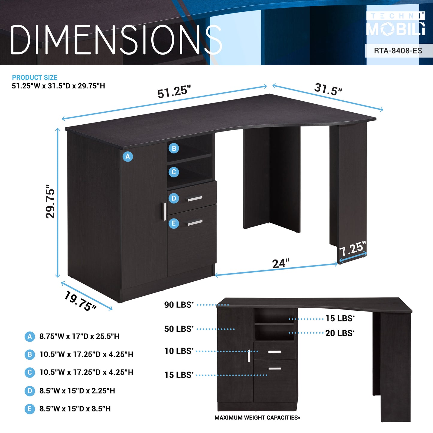 Timeless Espresso Office Desk with Abundant Storage Options