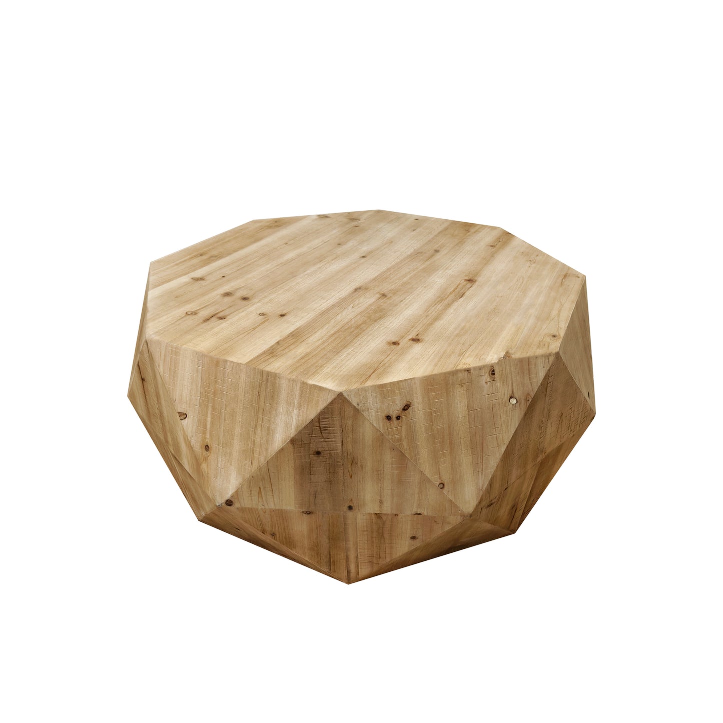 Vintage American Style Coffee Table with Three-dimensional Embossed Pattern in Natural Wood