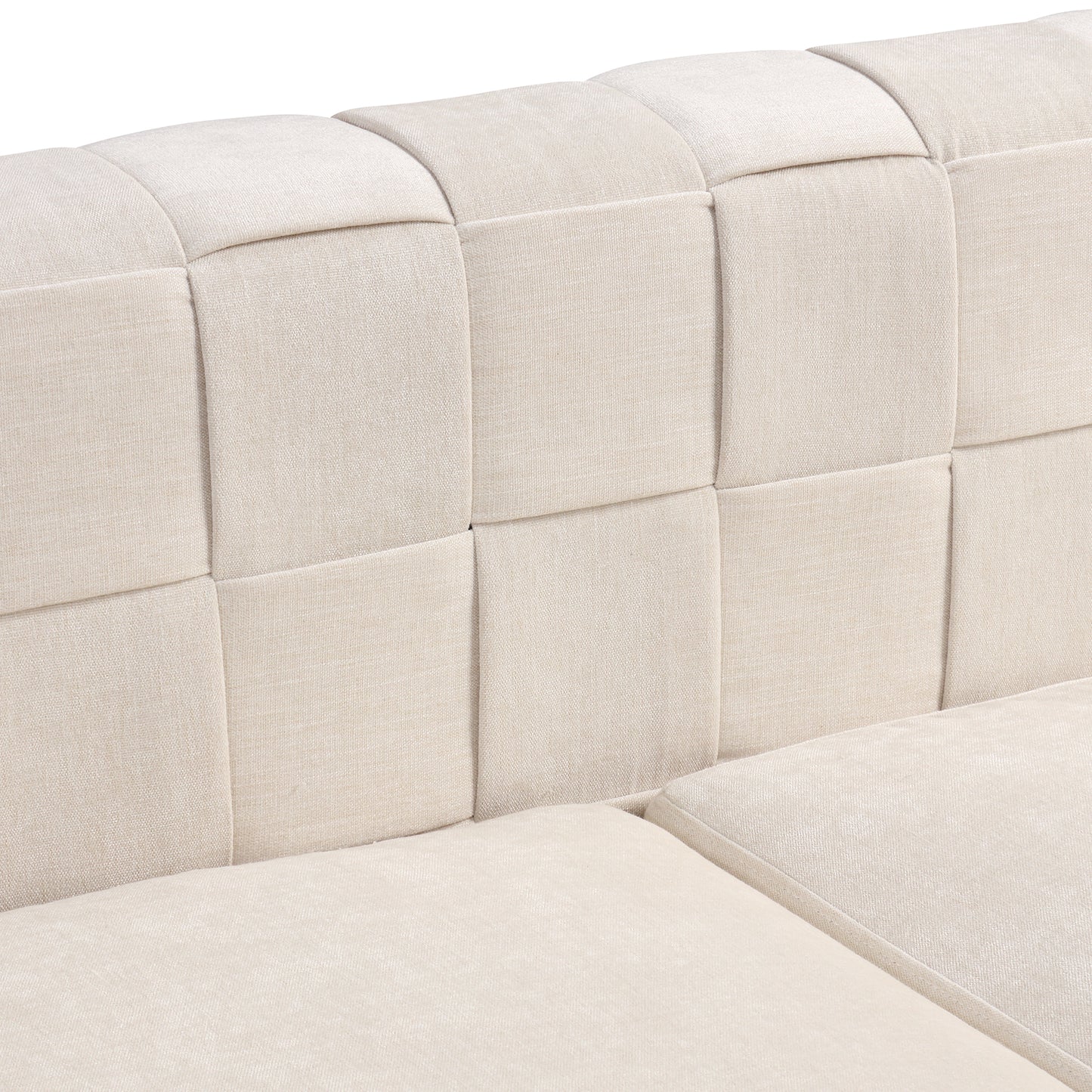 80.5 Modern Upholstered Sofa with Golden Metal Legs and Pillows