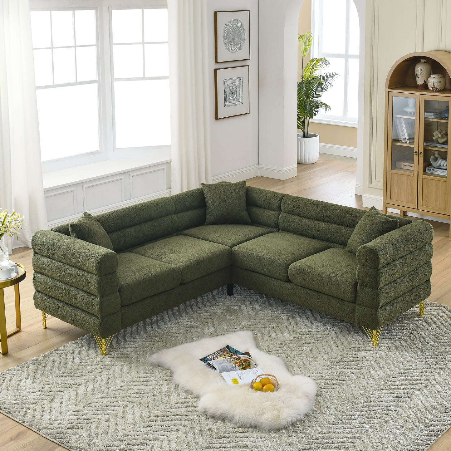 Oversized L-Shaped Sectional Sofa with Streamline Modern Design and Durable Construction