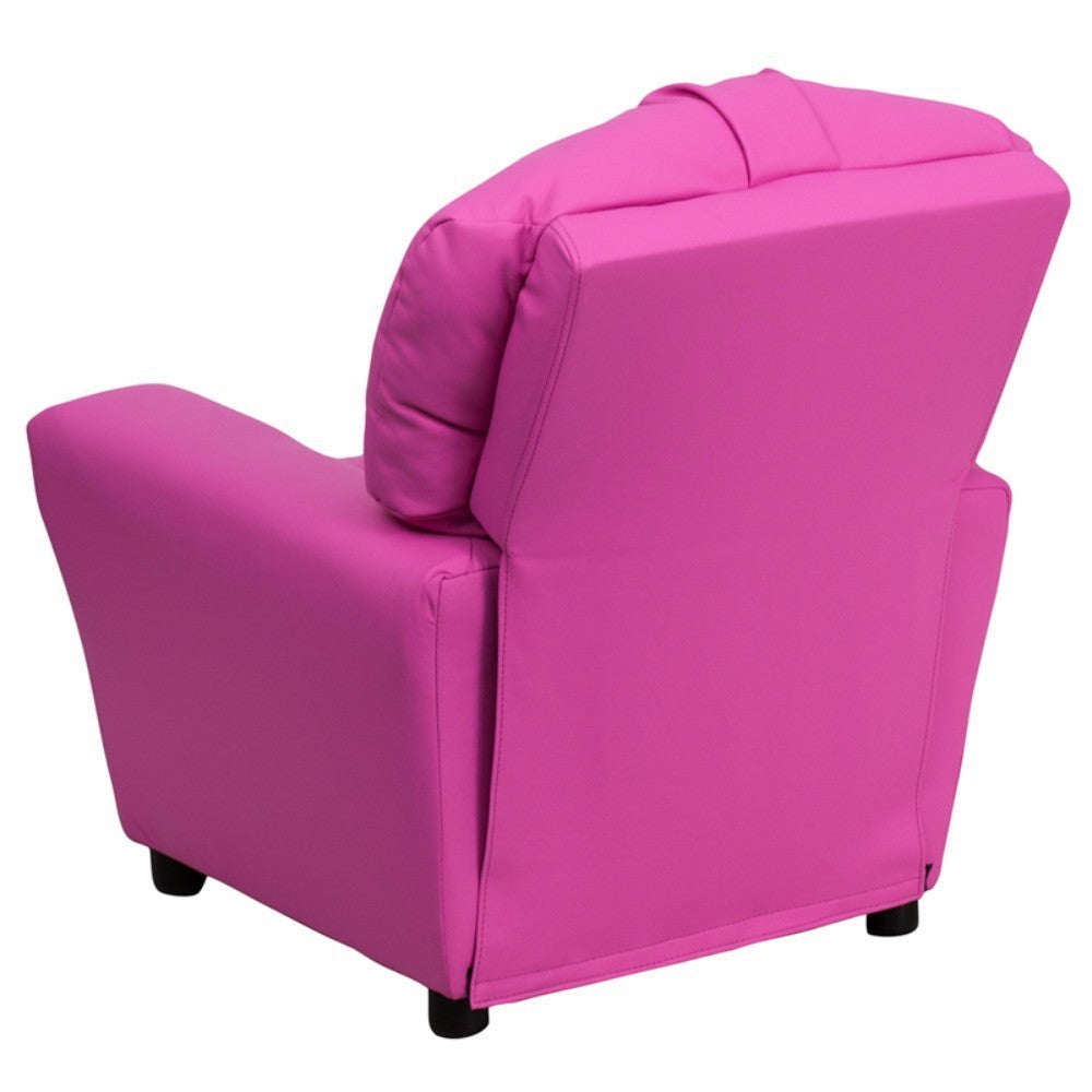 Kids Hot Pink Vinyl Recliner with Cup Holder