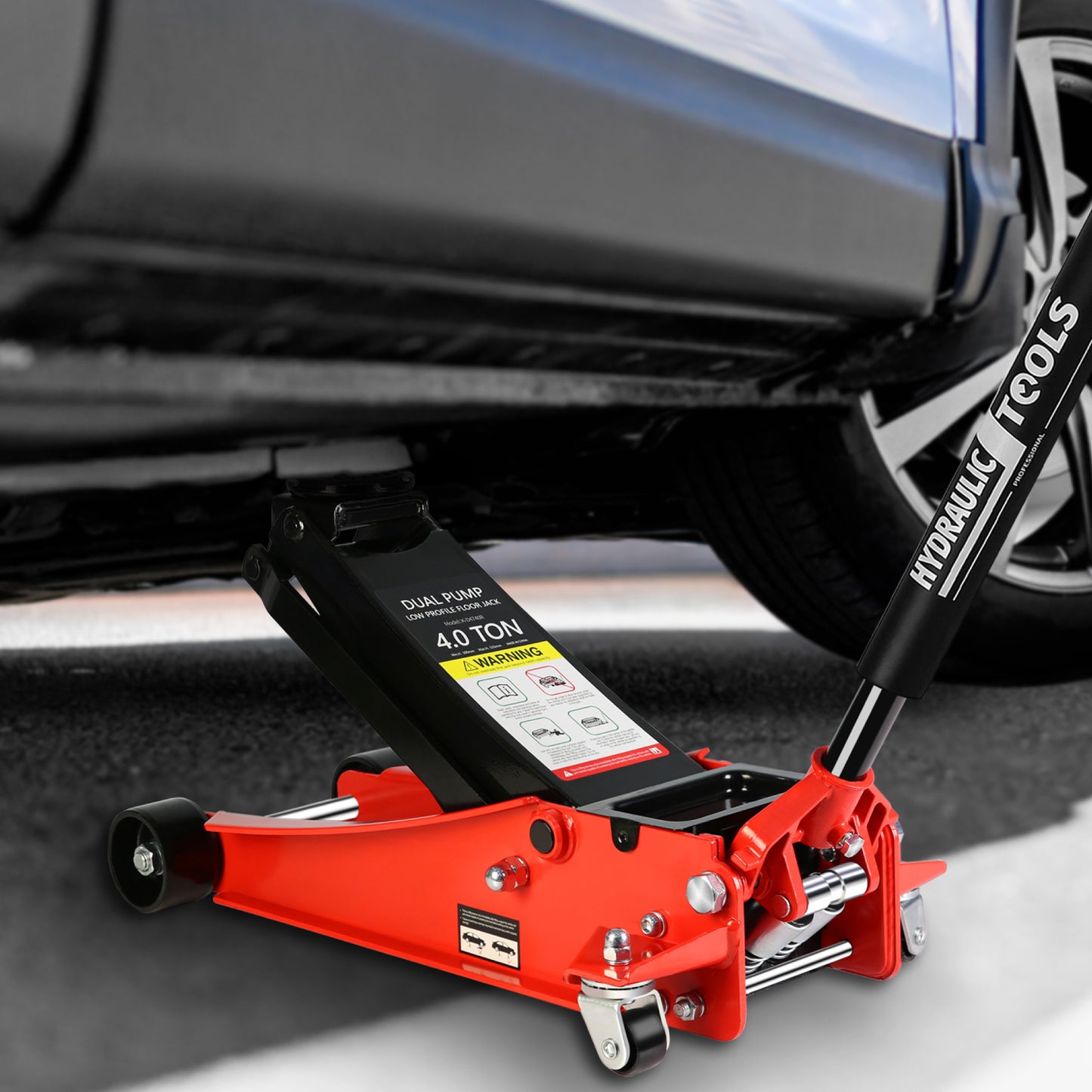 Heavy-Duty 4 Ton Low Profile Racing Floor Jack With Quick Dual Piston Pump