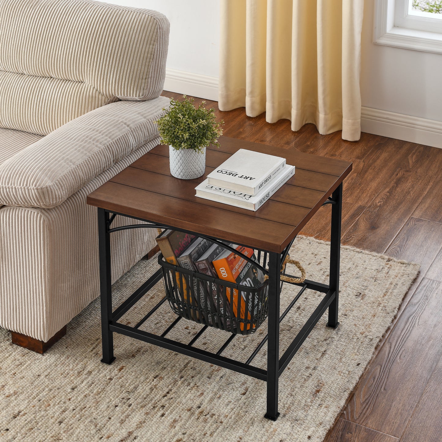 3 Piece Rustic Brown Coffee Table Set with Open Storage for Home and Office