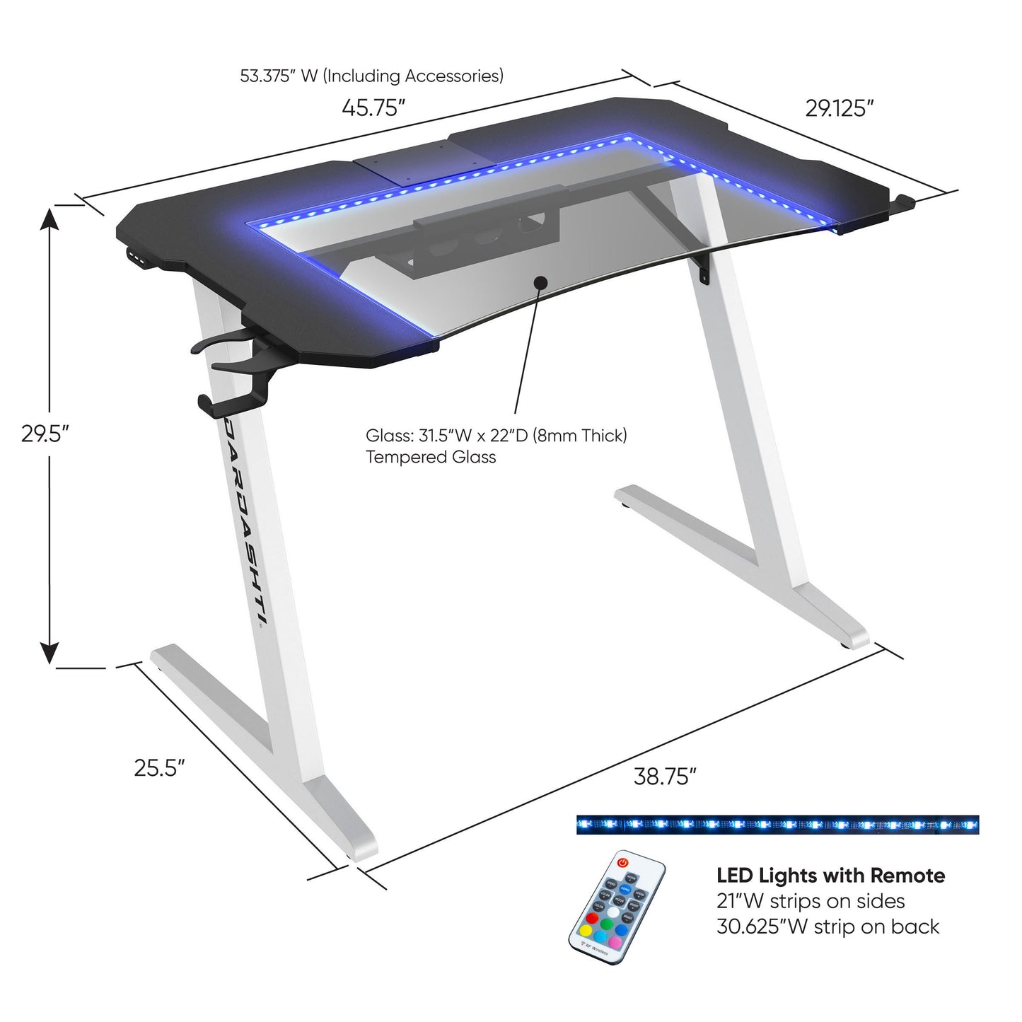 Enhanced Gaming Experience Desk Z1-21 in Arctic White