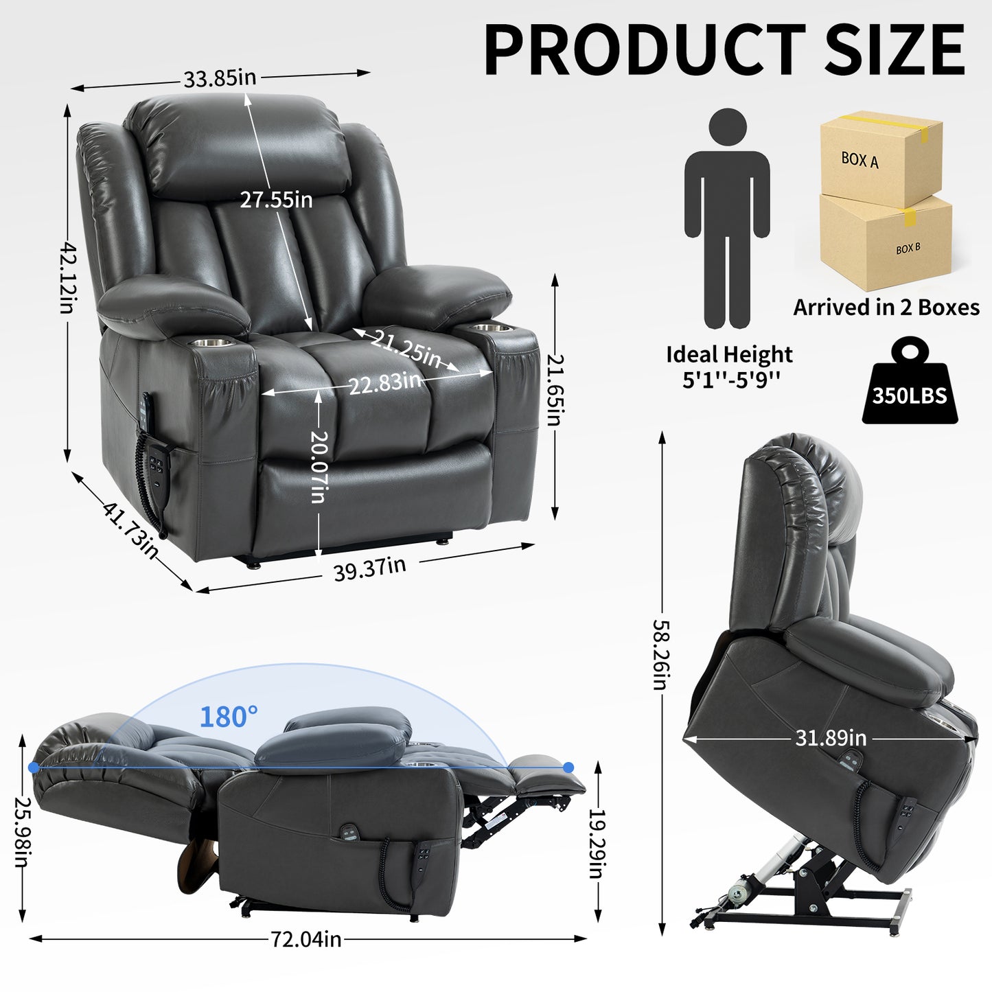 Luxurious Power Lift Recliner Chair with Massage and Heating Functions