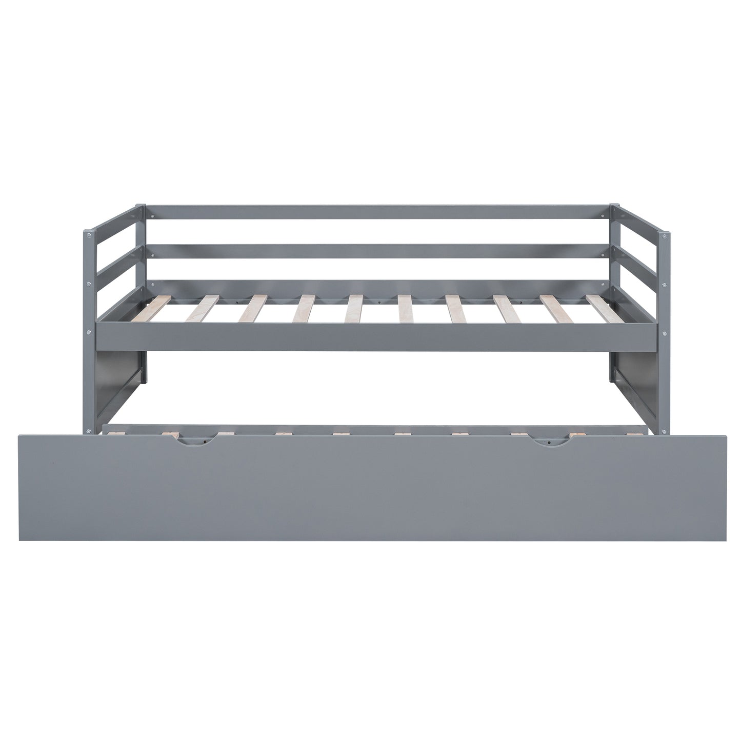 Twin Size Wood Daybed with Twin Size Trundle, Gray(Expected Arrival Time: 1.7)