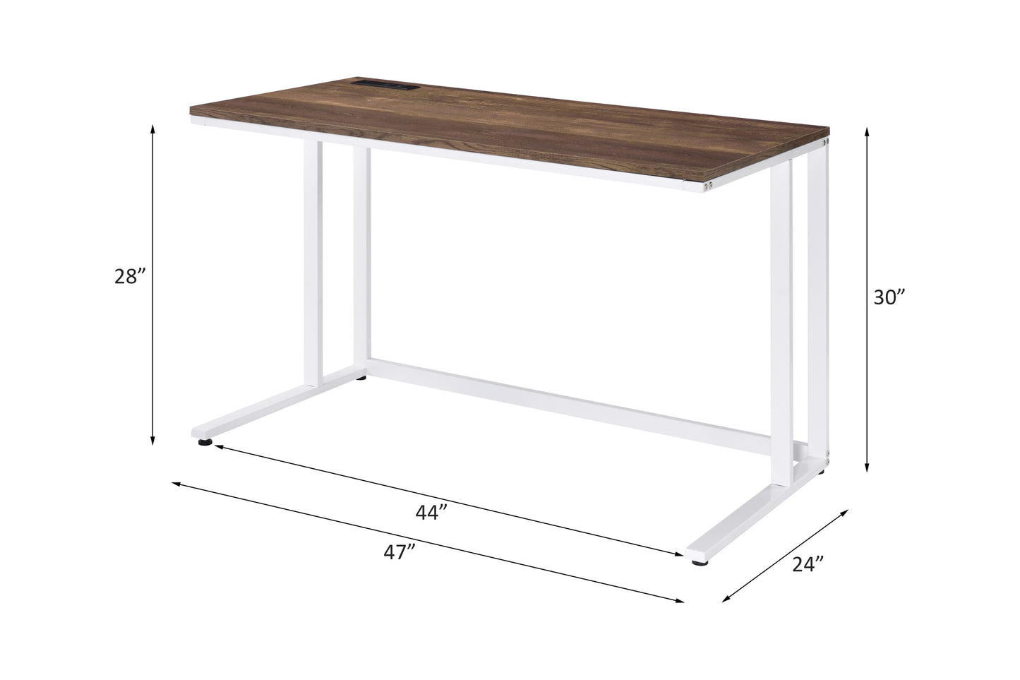 Modern Walnut and White Writing Desk with USB Port for Contemporary Workspaces