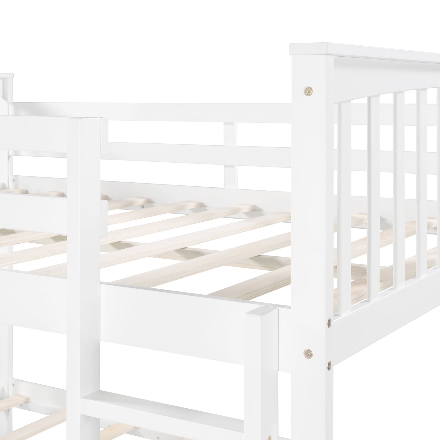 Stylish White Full-Size Bunk Bed with Ladder and Versatile Design