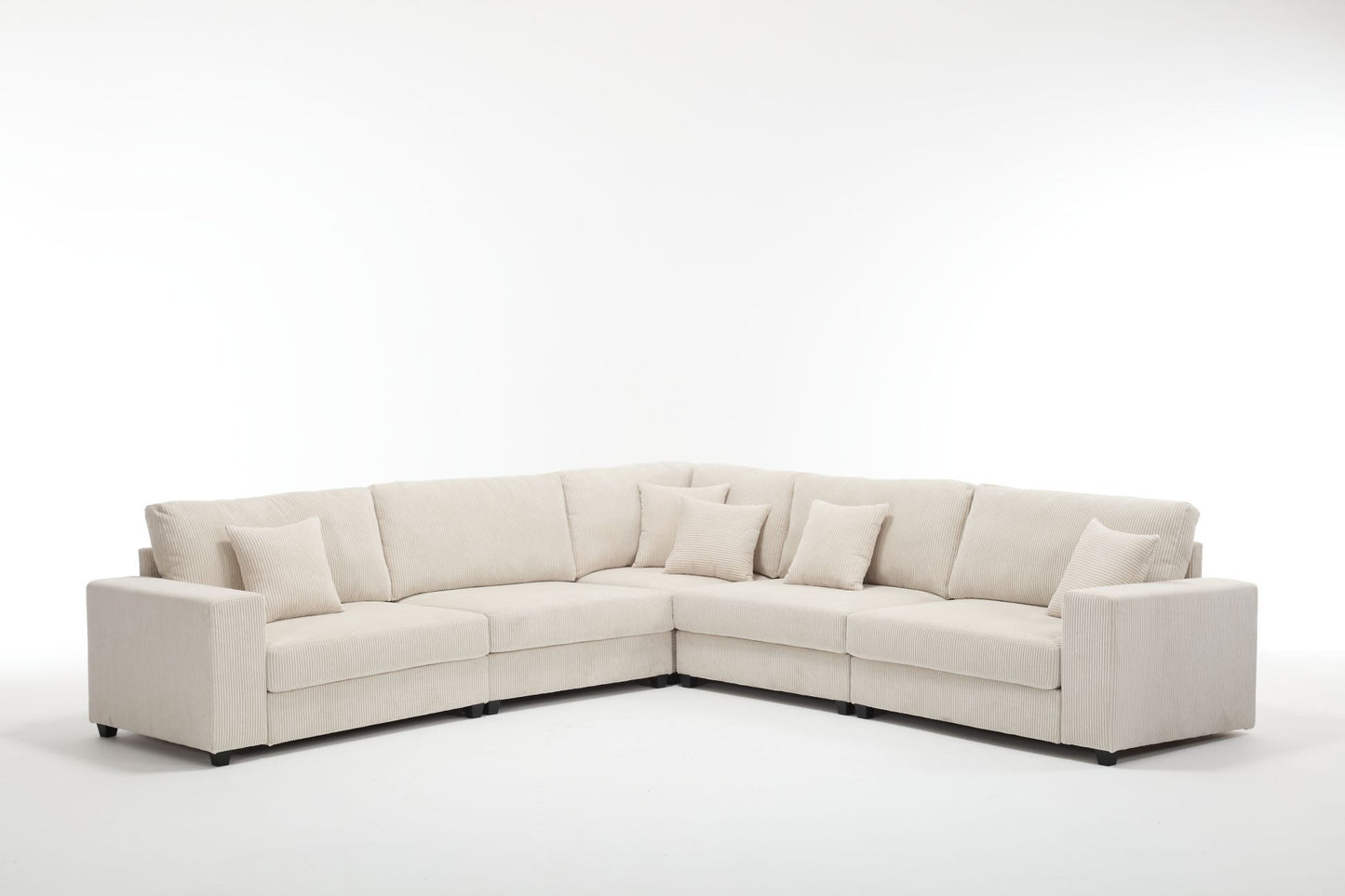 Oversized Modular Sectional Sofa Set,Corduroy Upholstered Deep Seat Comfy Sofa   Beige