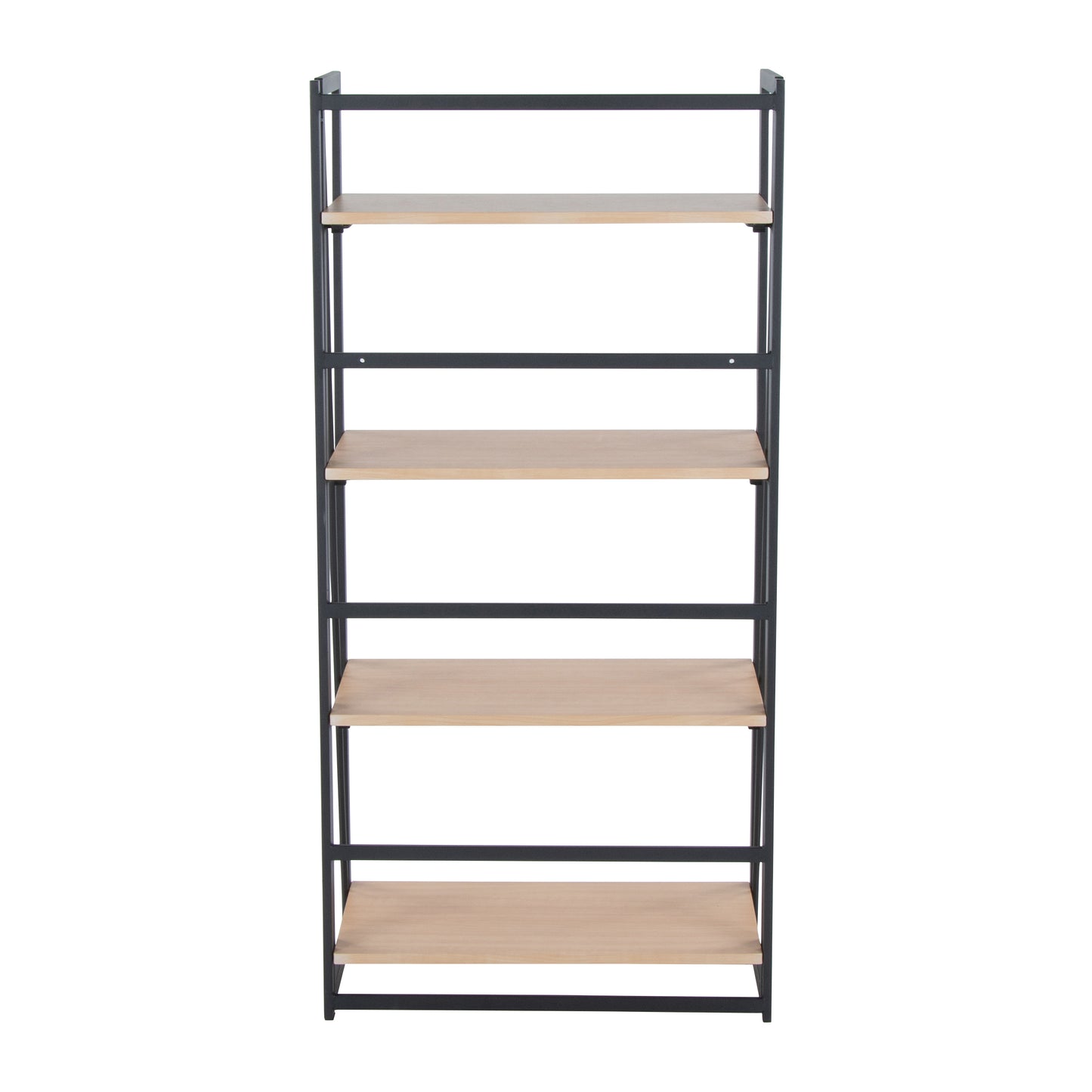 Dakota Contemporary Bookcase in Black Painted Metal and Natural Wood by LumiSource