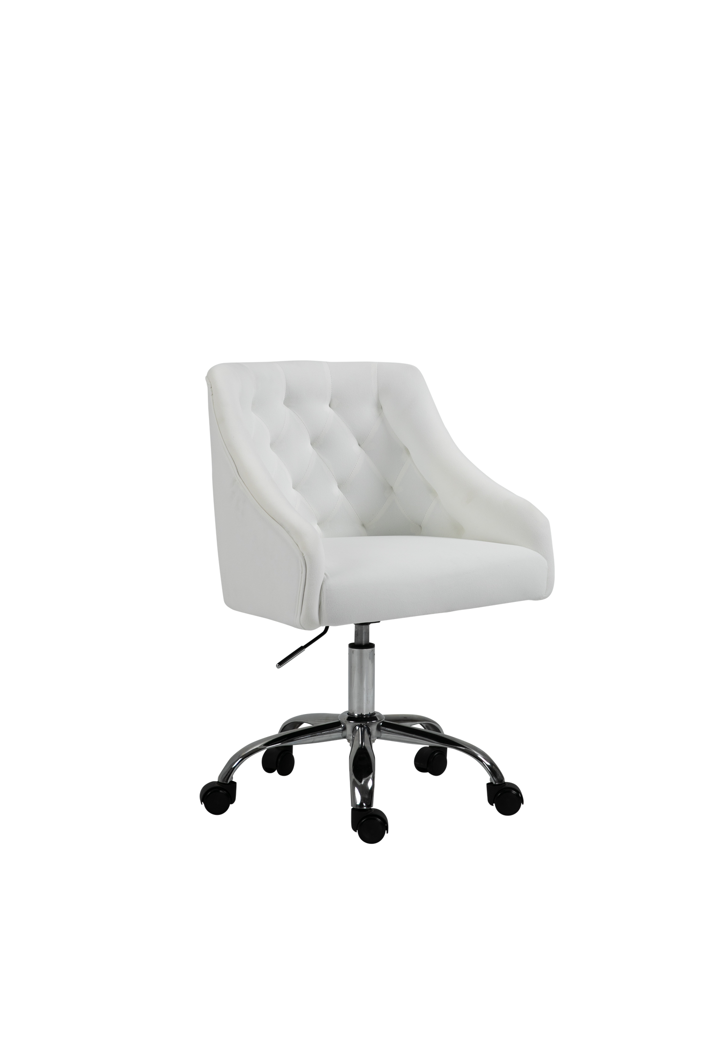 Velvet Office Swivel Chair, Vanity Chair, Fabric Desk Chair, Pretty Fancy Chair, Gold Office Chair for Girls, 360°Swivel Height Adjustable Reception Chair (White)