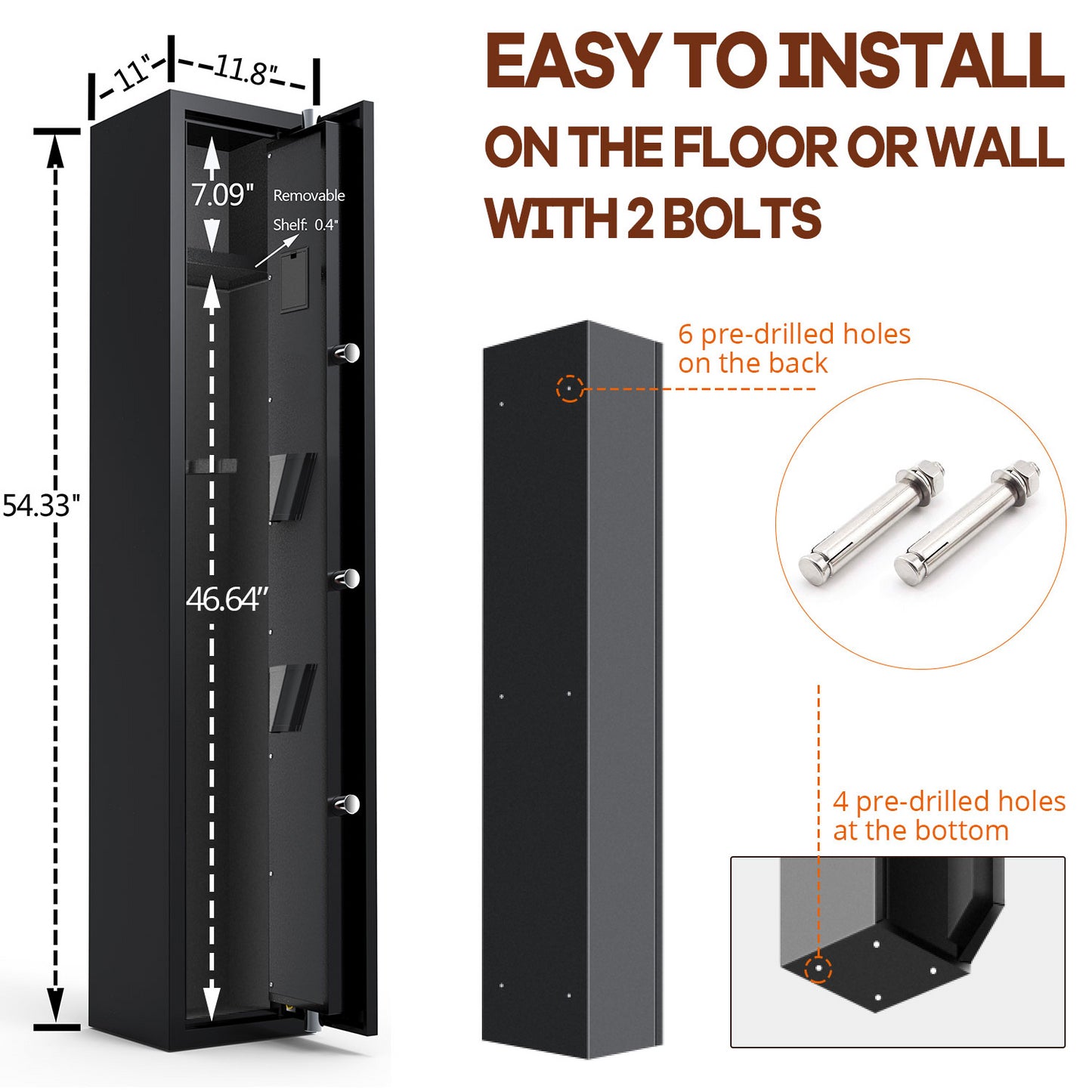 Secure Steel Gun Safe with Fingerprint Unlock - Storage for 4 Firearms