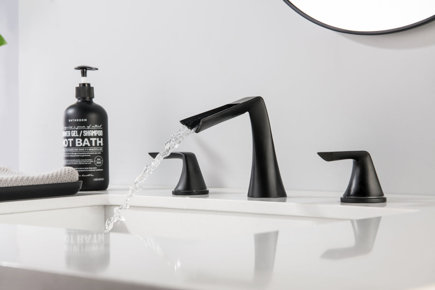 Matte Black Widespread Bathroom Faucet with Two Handles