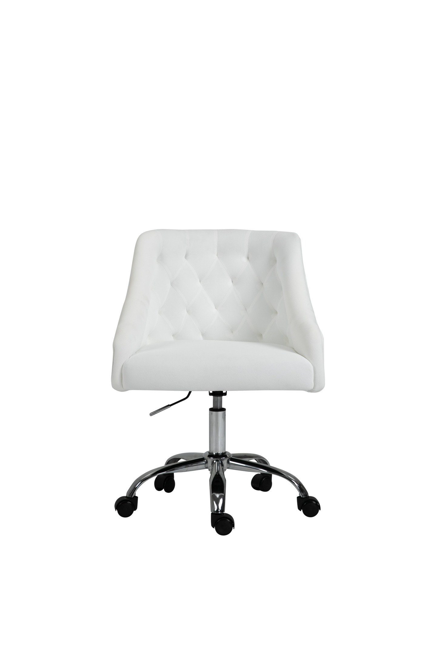 Velvet Office Swivel Chair, Vanity Chair, Fabric Desk Chair, Pretty Fancy Chair, Gold Office Chair for Girls, 360°Swivel Height Adjustable Reception Chair (White)