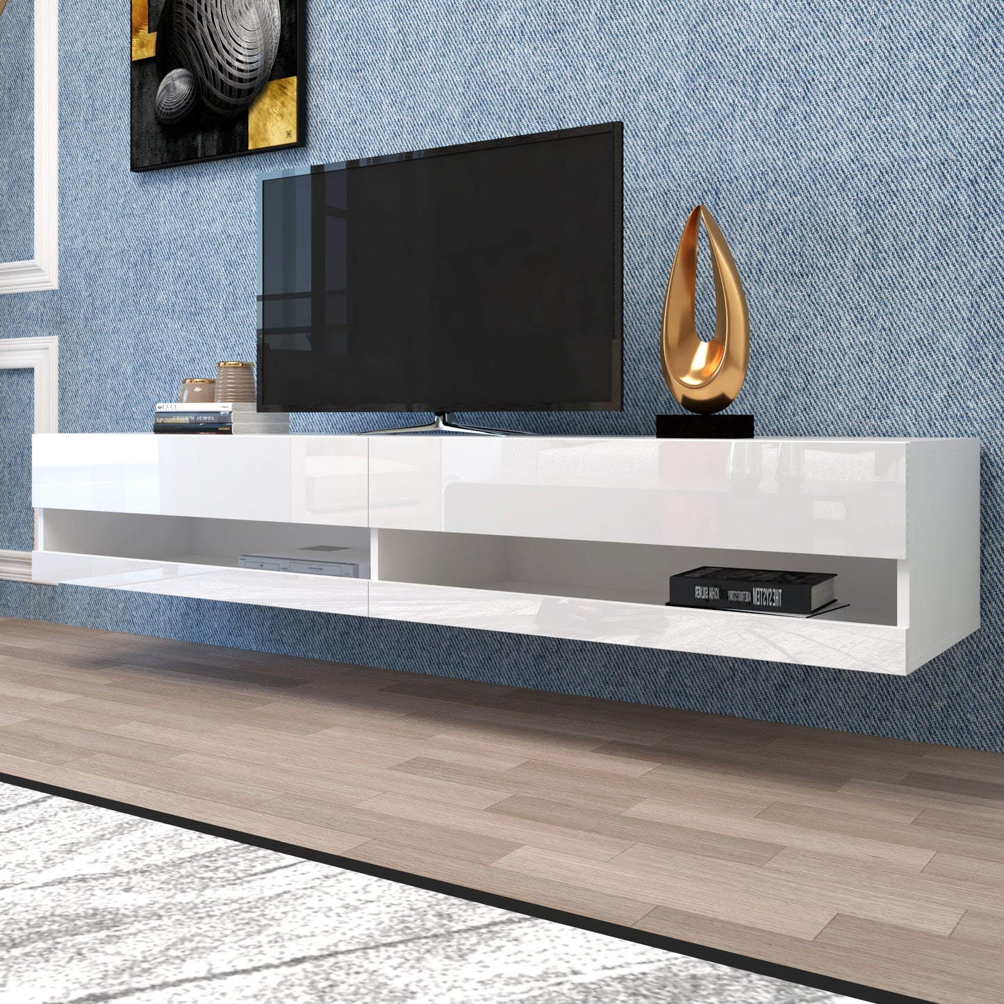 180 White LED Wall Mounted TV Stand with 20 Color Options