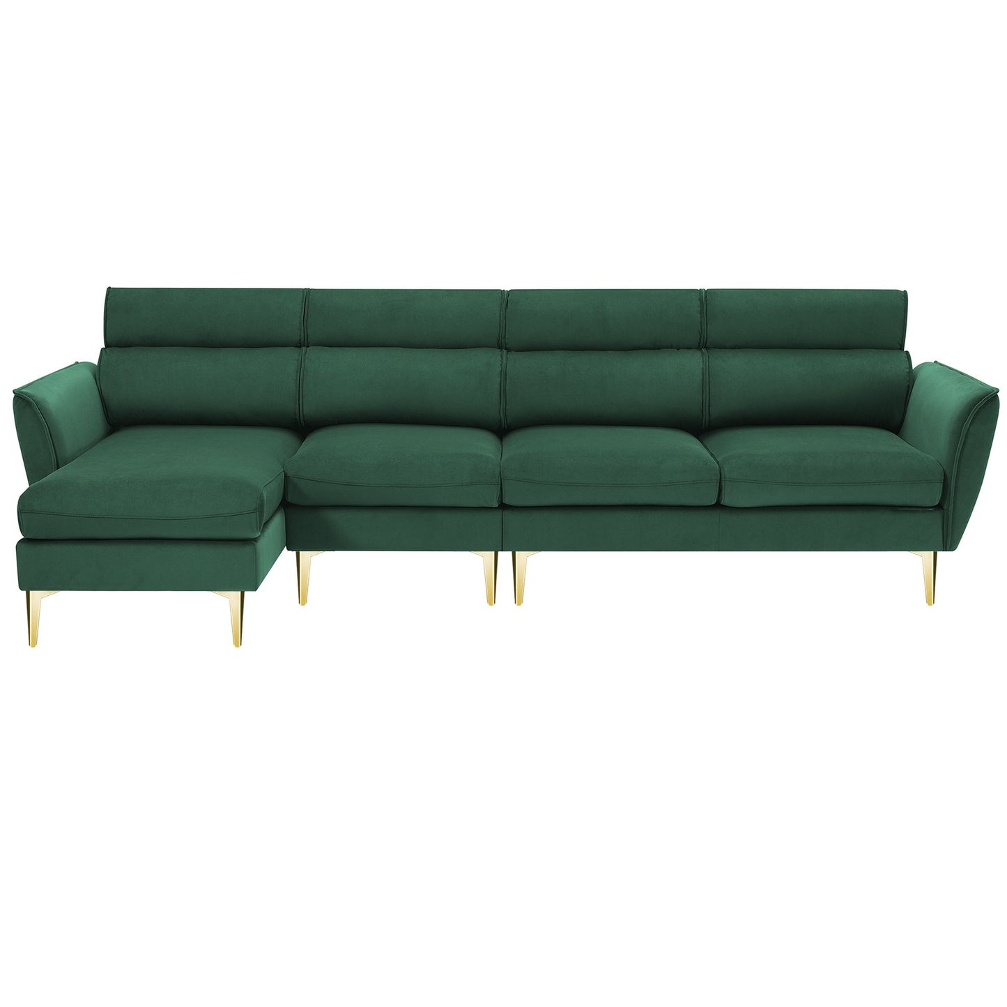 Convertible Flannel Sectional Sofa with Reversible Chaise