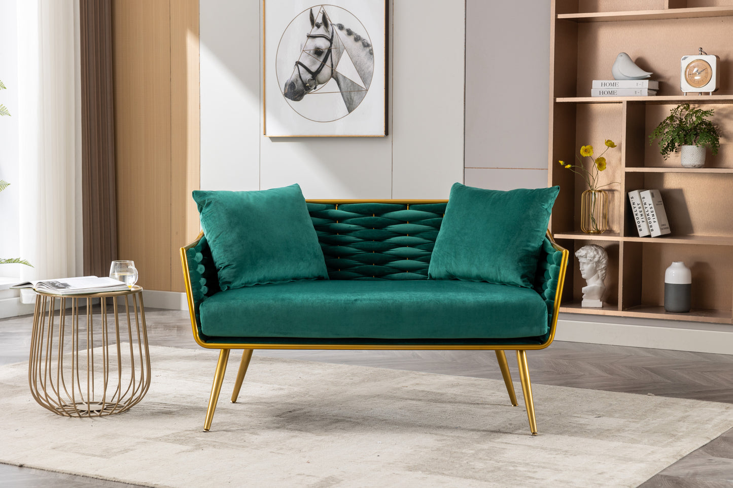 Velvet Accent Chair Modern Upholstered Armsofa Tufted Sofa with Metal Frame, Single Leisure sofa for Living Room Bedroom Office Balcony