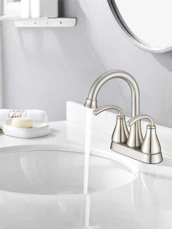 Bathroom Sink Faucet Set with Dual Handles and Pop-Up Drain