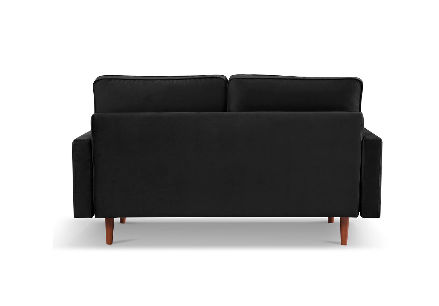 Modern Black Velvet Upholstered 3-Seater Sofa with Bolster Pillows