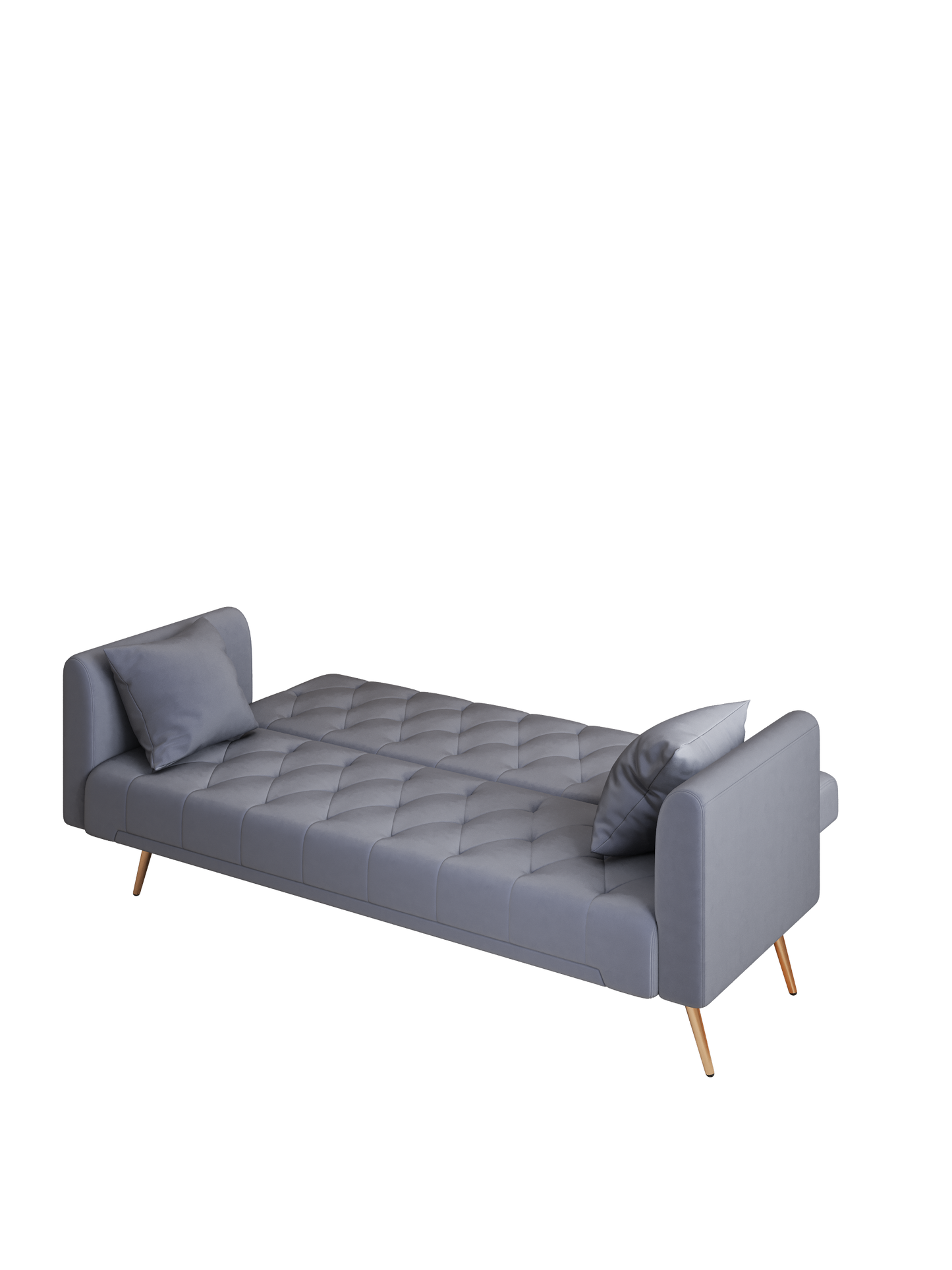 Convertible Velvet Sofa Bed with Adjustable Backrest and Golden Legs - 71 Inches