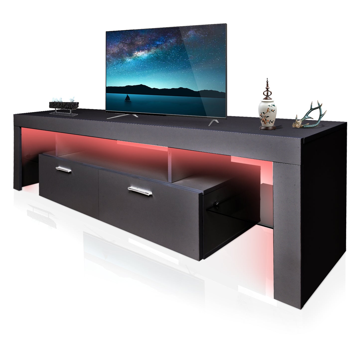 Modern LED TV Stand with Multi-Color Lighting and Storage Cabinet for TVs Up to 75 Inches