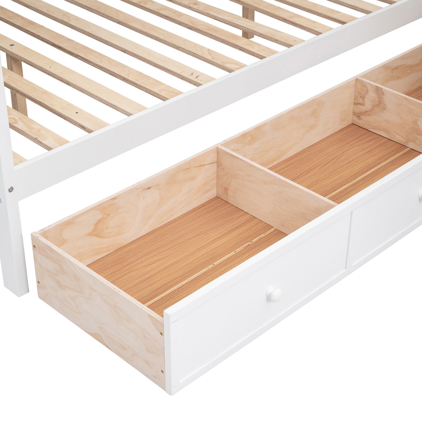 L-Shaped Bunk Bed Set with Desks, Wardrobe, Drawers, White - Space-Saving Sleepover Solution